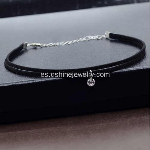 Mujeres de cristal Chocker gargantilla de terciopelo negro doble